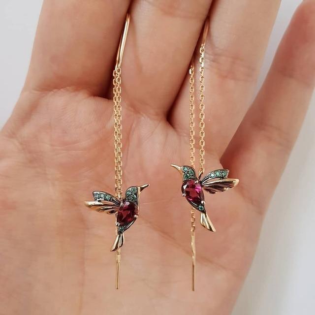Pendientes en forma de colibrí